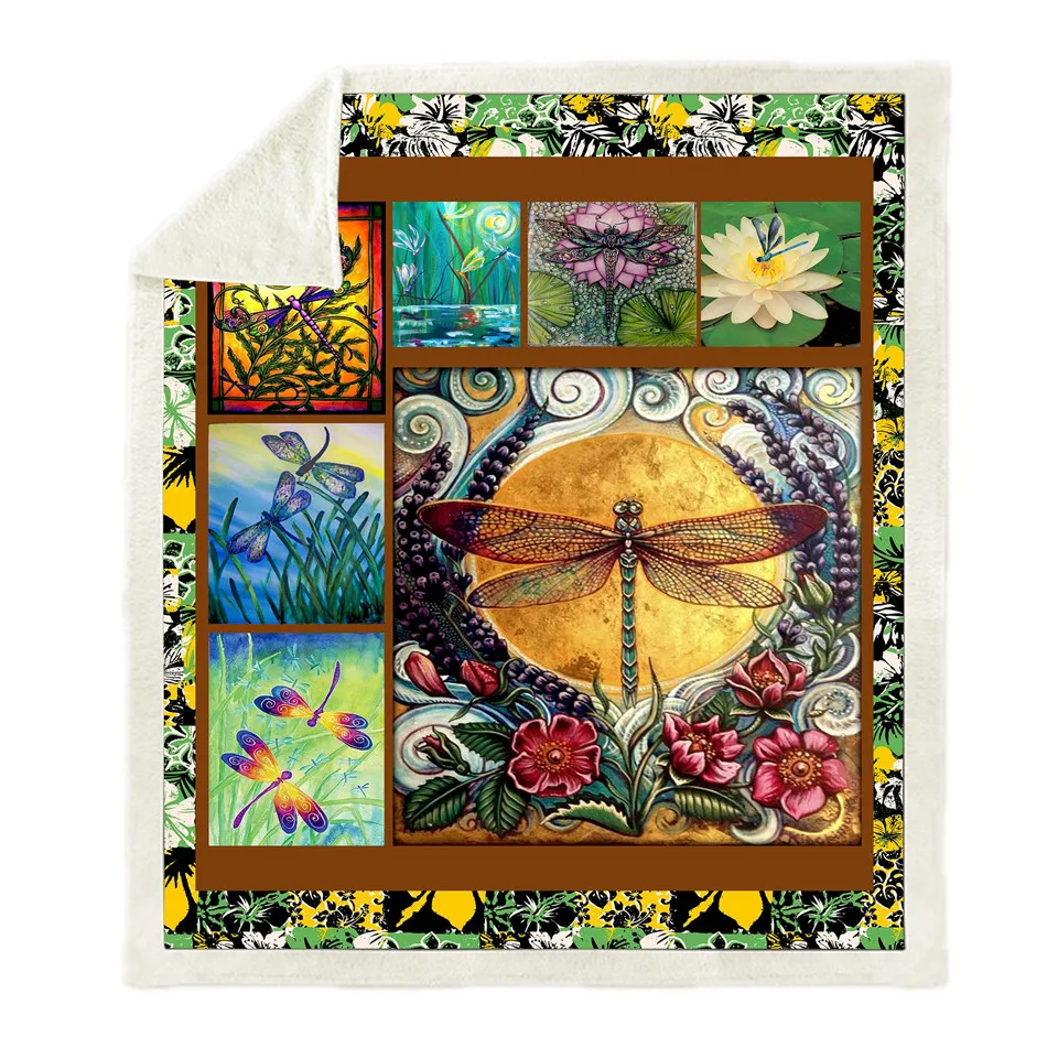 

SOFTBATFY Dragonfly Fleece Throw Blanket Sofa Bedding Blankets Drop Ship