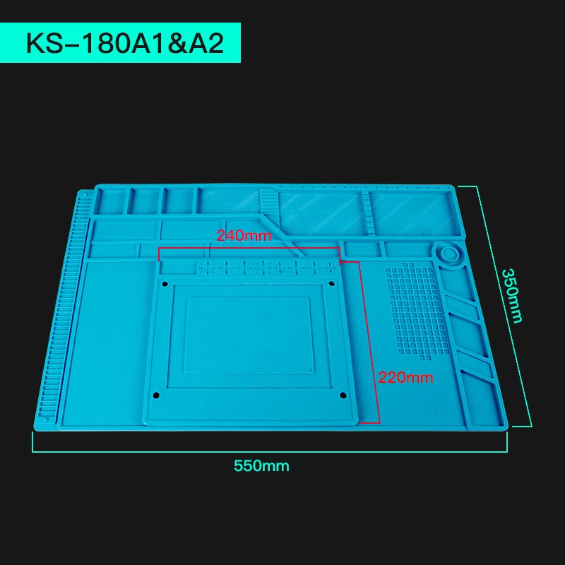 S-160 45X30 см Теплоизоляционный силиконовый коврик стол коврик техническое обслуживание платформы для BGA паяльная ремонтная станция с магнитной секцией - Цвет: S-180-A