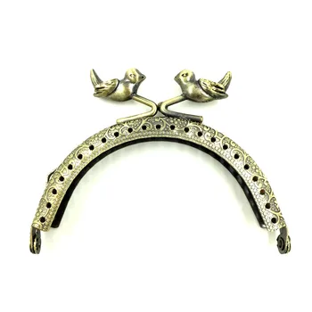 

10Pcs Bronze Tone Magpie Birds Head Flower Carved Metal Frame Kiss Clasp Lock Handle Coin Purse Bags Accessories 88x68mm