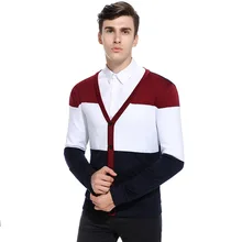 Европейский код мужской осень и зима Тонкий Повседневный v-образный вырез цвет с длинным рукавом Кардиган однобортный свитер куртка