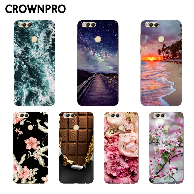 

CROWNPRO Huawei Honor 7X 8X Case Silicone Cover Honor7X Honor8X Soft TPU Phone Covers Huawei Honor 7X 8X Printed Back Case