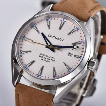 

Luxury brand Corgeut 41mm men clock date calendar Mechanical Automatic relogio masculino white Dial Sapphire Glass men watch