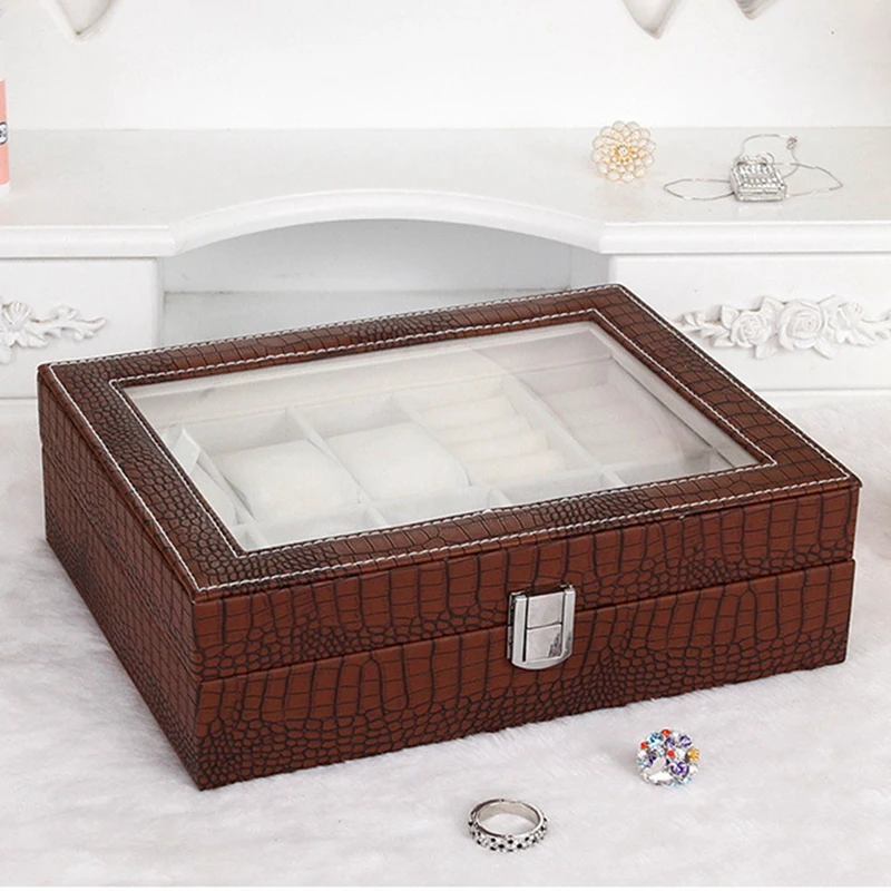 

Girl Earrings Plate Jewelry Box Protable Leather Earrings Ring Multi-function Jewelry Storage Box