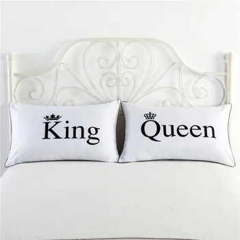 

Lover Queen King Deisgn Fashion Bedding Pillow cover Lover Queen King Pillow case Romantic Valentines Wedding Gift 2pc/lot