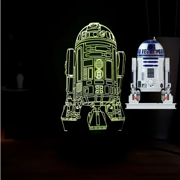 

Acrylic 3D New Star Wars Warship R2D2 7 Color Change Illusion RGB Mood LED USB Novel Bedside Table Light Kids Gift Free Shipping