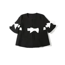 Роскошная брендовая куртка для женщин, новинка, Женское пальто с белым бантом, короткое пальто, элегантная женская верхняя одежда, подиум, высокое качество, короткий рукав 80 s