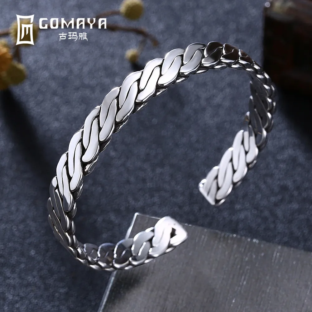 GOMAYA 999 Sterling Silver Simple Design Bracelets Bangles for Women Fine Jewelry Gift Adjustable Open Cuff Bracelets GOMAYA 999 Sterling Silver Simple Design Bracelets Bangles for Women Fine Jewelry Gift Adjustable Open Cuff Bracelets