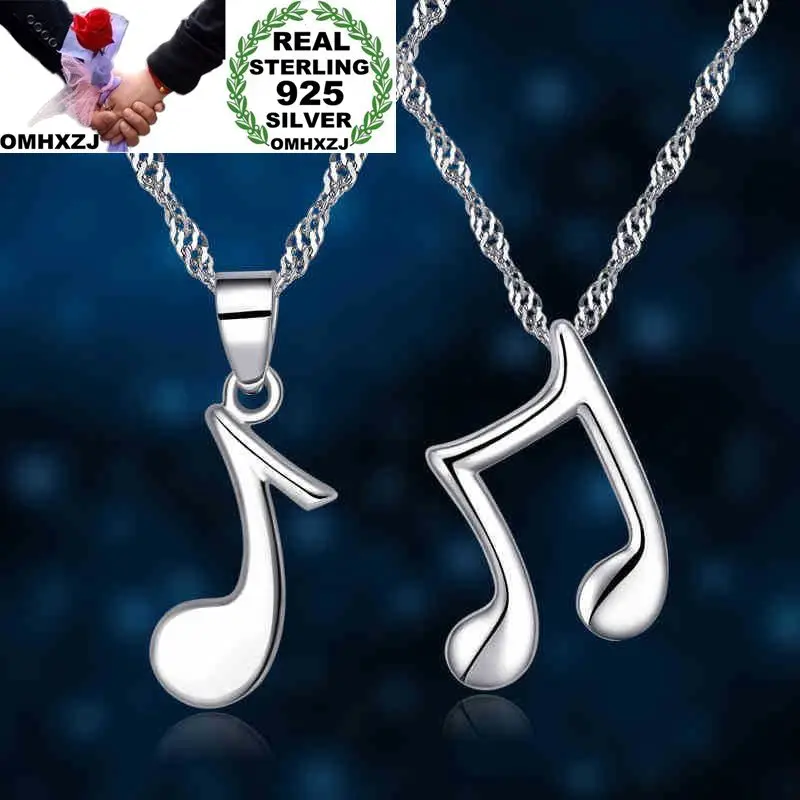 

OMHXZJ Wholesale European Fashion Woman Man Party Wedding Gift Muisc Sign 925 Sterling Silver Necklace Pendant Charm CA110
