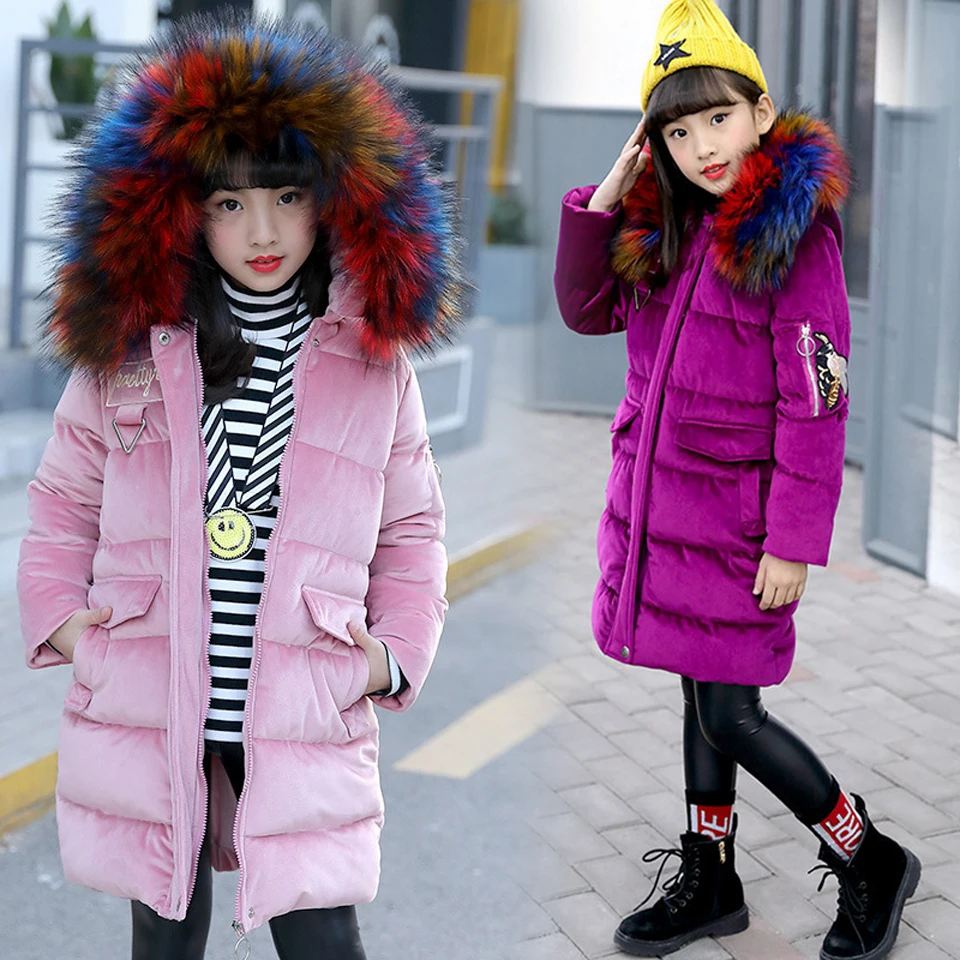 

2018 New Fashion Pattern Children Coat Winter Long Warm Girls Clothing Thicken Increase Down Jackets Girl Clothes 5-12 Years