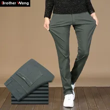 3 цвета, весна, новые мужские повседневные брюки, эластичные, модные, облегающие, прямые брюки, Мужская брендовая одежда размера плюс 42, 44, 46