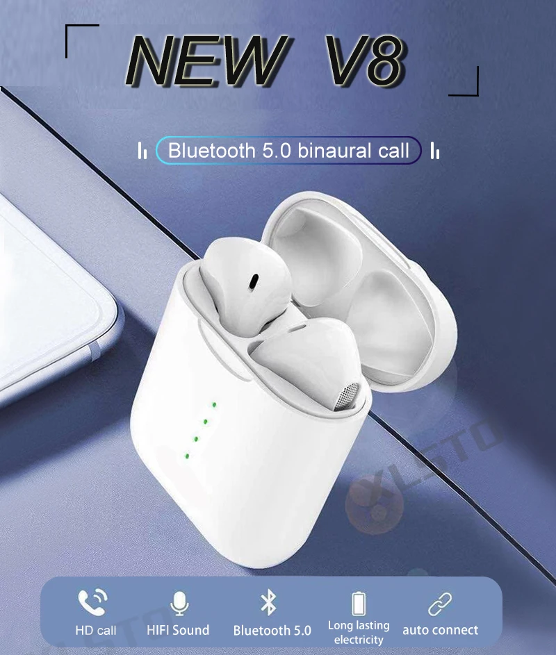 2019 Newest V8 TWS Bluetooth Headset With Pop-ups Window Wireless Bluetooth 5.0 Touch Earphones PK i10 i12 Earphones For iPhone (1)