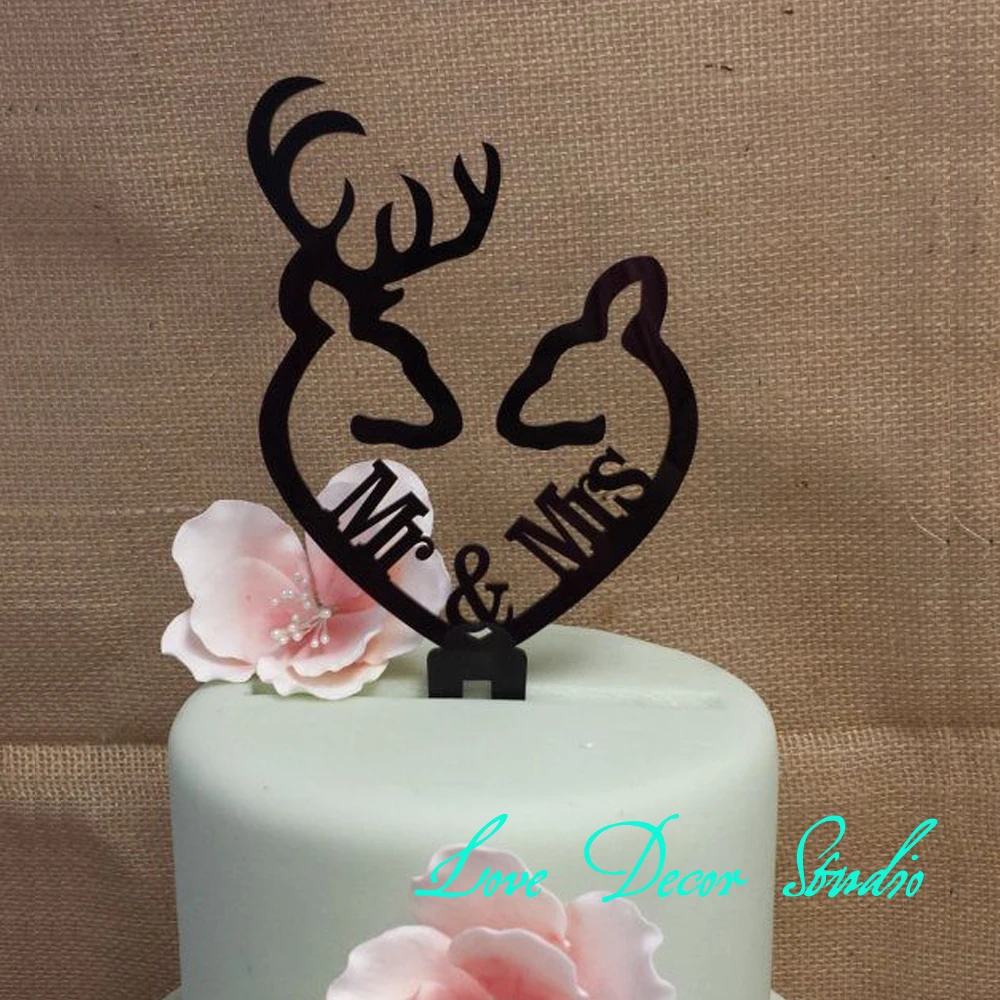 Бак и Доу сердце коллекции Mr &amp Mrs бак олень акрил торт Топпер 6&quot|buck and doe|cake toppermr mr