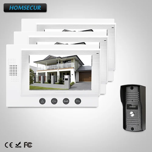 

HOMSECUR 7" Wired Hands-free Video Door Phone Intercom System+One Button Unlock: TC031 Camera + TM701-W Monitor (White)
