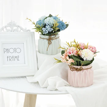 

Qianyun Colorful Silk Hydrangeas Artificial Flowers Wedding Flowers For Bride Hand Silk Blooming Peony Flowers Home Decoration