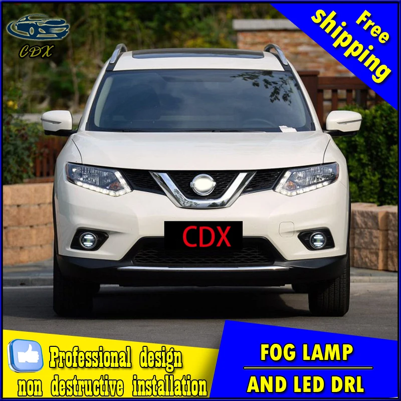 

Car-styling LED fog light for Nissan X-Trail LED Fog lamp with lens and LED day time running ligh for car accessories