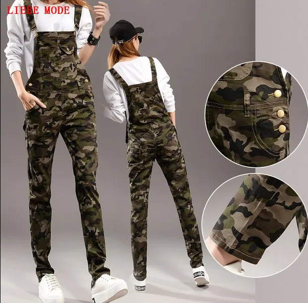 2016 New Brand Camouflage Overalls For Women Autumn Winter One Piece Long Jumpsuit Romper Skinny