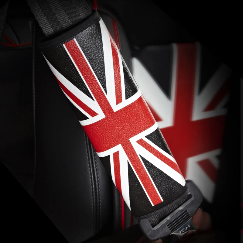 Car Seat Belt Cover Shoulder Cotton Pockets Embroidered For BMW mini Cooper R50 R52 R55 R56 R57 R58 R59 R60 R61 car stowage (1)