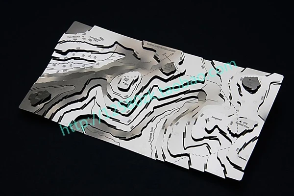 

Personalized stainless steel geologic map decoration gift metal 3D card