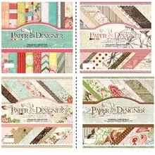 

36sheets 7" DIY 4 color flower design gift scrapbook wrapping paper creative papercraft with sticker handmade kit set book