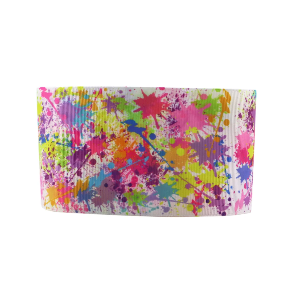 

David accessories 3'' 75mm Gradient color Rainbow swirls polyester ribbon 50 yards,DIY handmade materials,50Yc3558