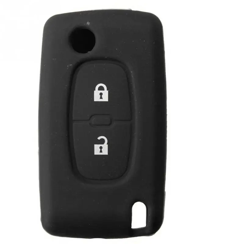 

Black color 2 Buttons Remote Key Fob Case Holder Protect Cover Silicone Key Case For Peugeot 206 207 307 308 Car Accessories