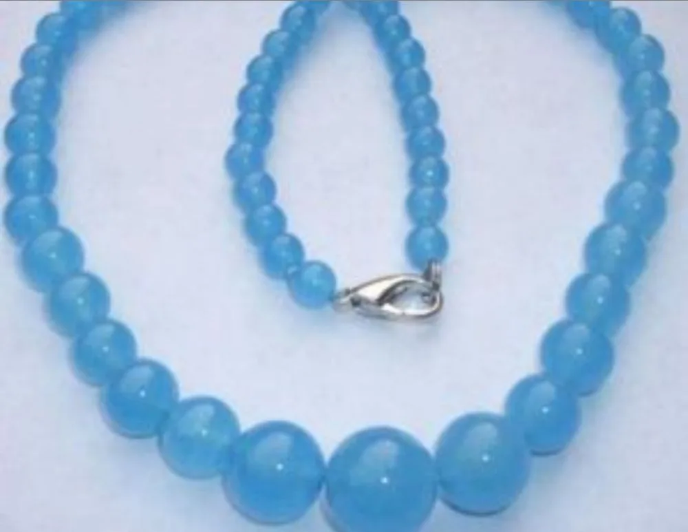 

Beautiful 6-14mm Brazilian Aquamarine Gems Necklace 18"AAAA02