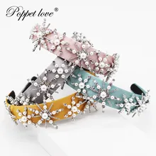 Новая модная ручная работа, имитация жемчуга повязки для волос для женщин Золотой цветной шарик невесты свадебные украшения для волос аксессуары для волос