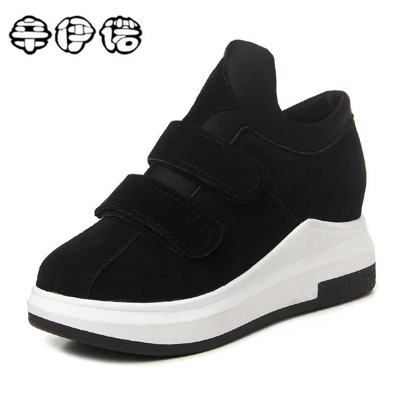 

Woman Shoes Real Brand Hot 2018 High Quality Women Wedge Heel Shoes Height Increasing 6cm Fashion High-top Casual Plus Size 43