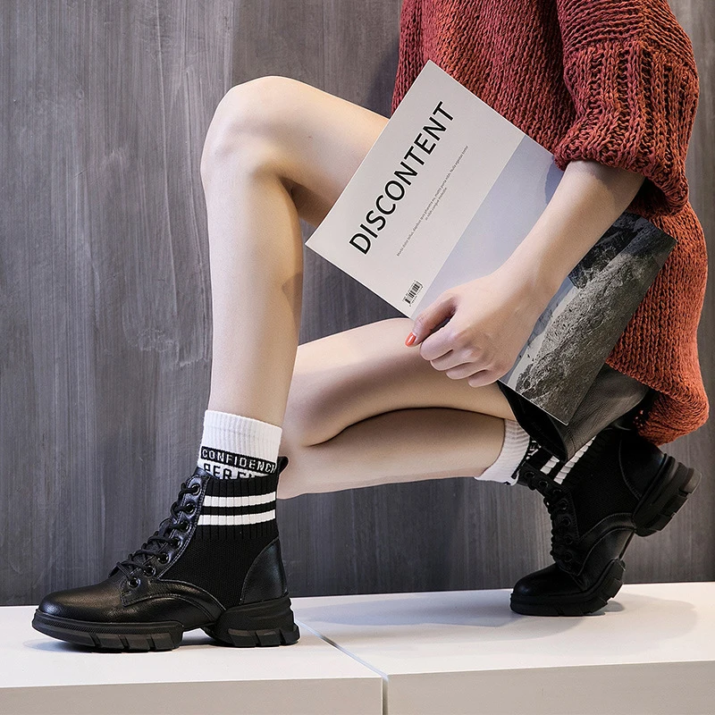 Women's Ankle Boots 2019 Spring Autumn Genuine Leather Casual Woman Shoes Rubber Sole Ladies Boot | Обувь