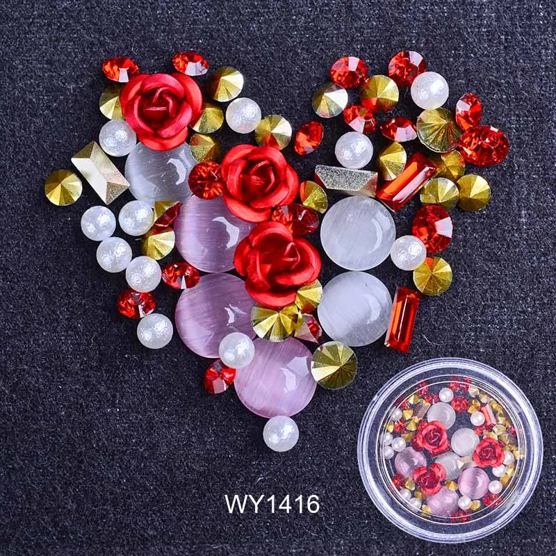 

RIKONKA 1 Box 3D Rhinestones Diverse DIY Gems New Charming Mix Nail Art Decoration Rose Jewelry Gel Glitter Nail Art Decoration