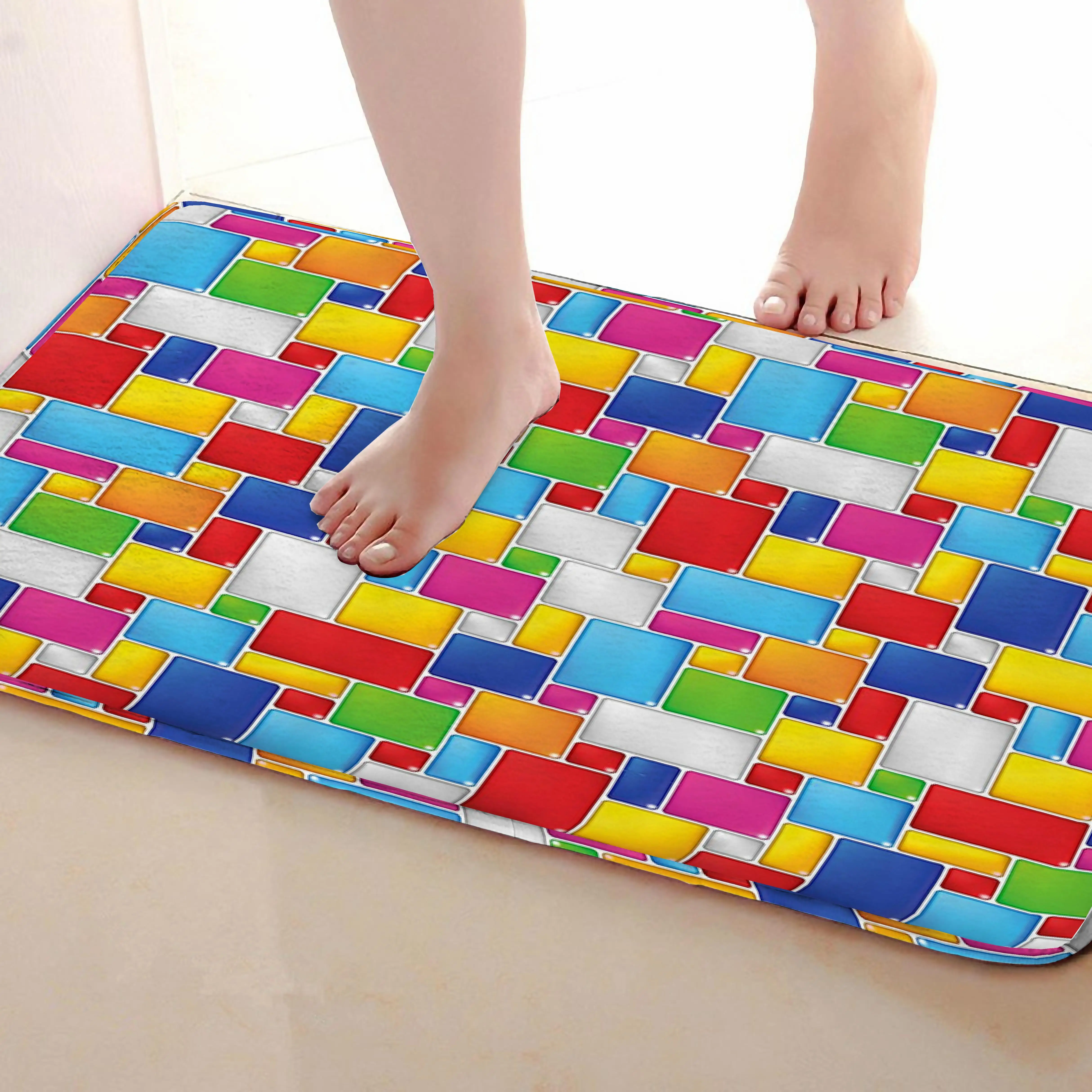 Colourful Style Bathroom Mat,Funny Anti Skid Bath Mat,Shower Curtains