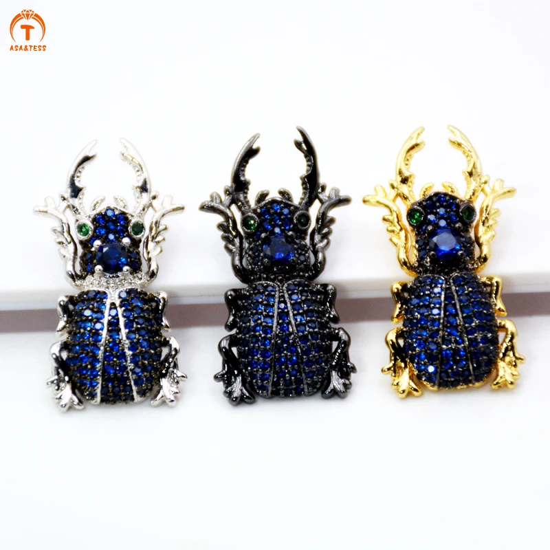 Аса & TESS Sapphires подвеска с голубым кубическим цирконием в стиле жука микро закрепка