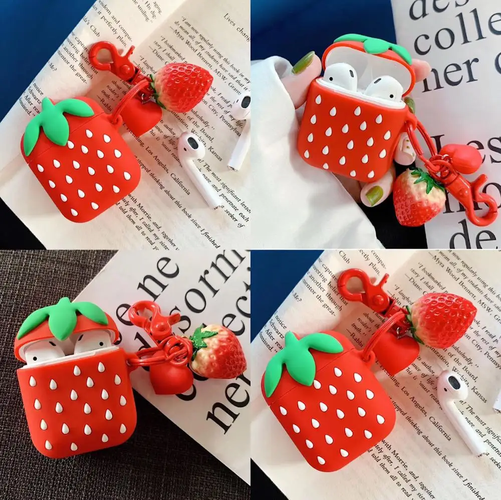 

Earphone Case For Airpods Case Silicone Cartoon Cute Strawberry Covers For Air Pods Cases For Apple Earpods Earbuds Accessories