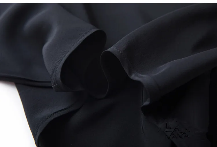 Женская Летняя шелковая блузка с круглым вырезом и коротким рукавом офисная OL Повседневная блуза из натурального шелка черная Базовая летняя рубашка топы из натурального шелка