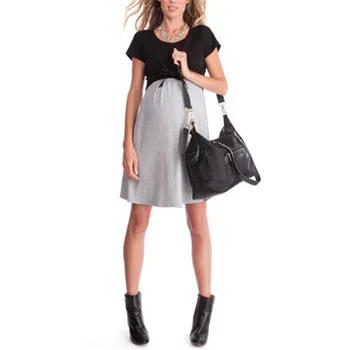 

Maternity Mother Splice Summer Dress New 2018 Pregnant Women Short Sleeve Breastfeeding Dress Patchwork Nursing Dresses Vestidos