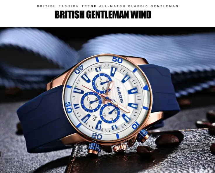ochстин Бизнес Кварцевые часы Топ бренд класса люкс силиконовый мужские часы водонепроницаемые мужские наручные часы Мужские часы Relogio Masculino
