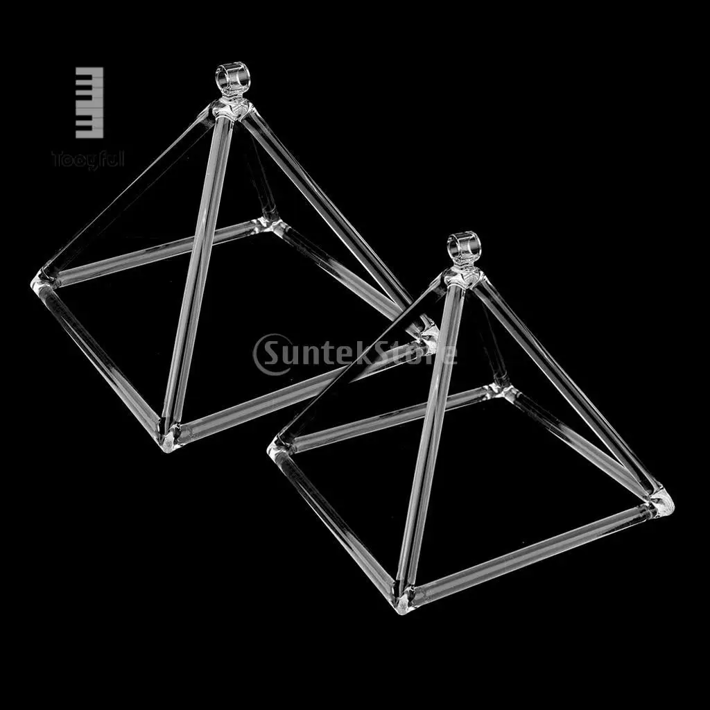 

Tooyful 2PCS Sacral Chakra Quartz Crystal Singing Pyramid D Note Excellent Design 6'' 8'' Clear