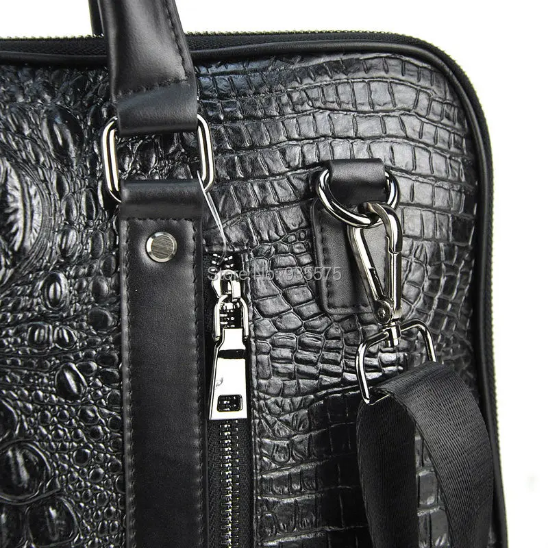 Для мужчин Пояса из натуральной кожи сумка для ноутбука Крокодил Аллигатор Портфели плечо кросс Средства ухода за кожей сумка-мессенджер Zip Satchel Бизнес работы классический