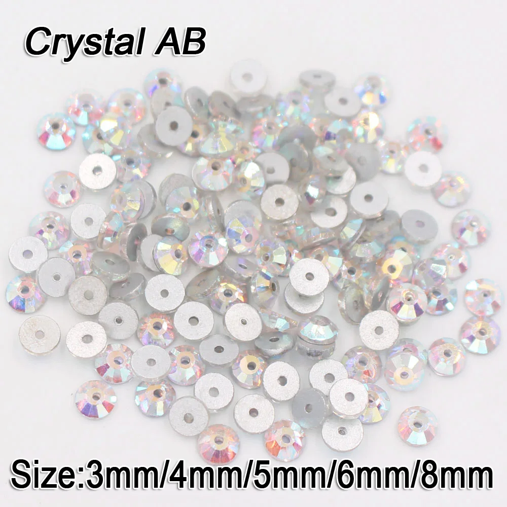 

Crystal AB Clothes Button Sewing Crystal Applique one Hole Sew on Crystal Stones for Clothing Dress Decoration Festival Decorate