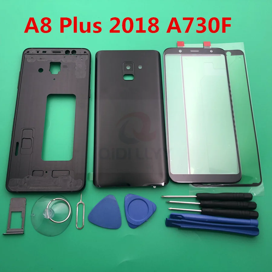 

A8+ Full Housing Case Back Cover Front Screen Glass Lens Middle Frame For Samsung Galaxy A8 Plus 2018 A730 A730F Complete Parts