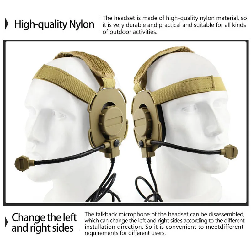 Airsoft Paintball Headset Communication Tactical Headset Wargame CS Hunting Shooting Headphone Use with PTT