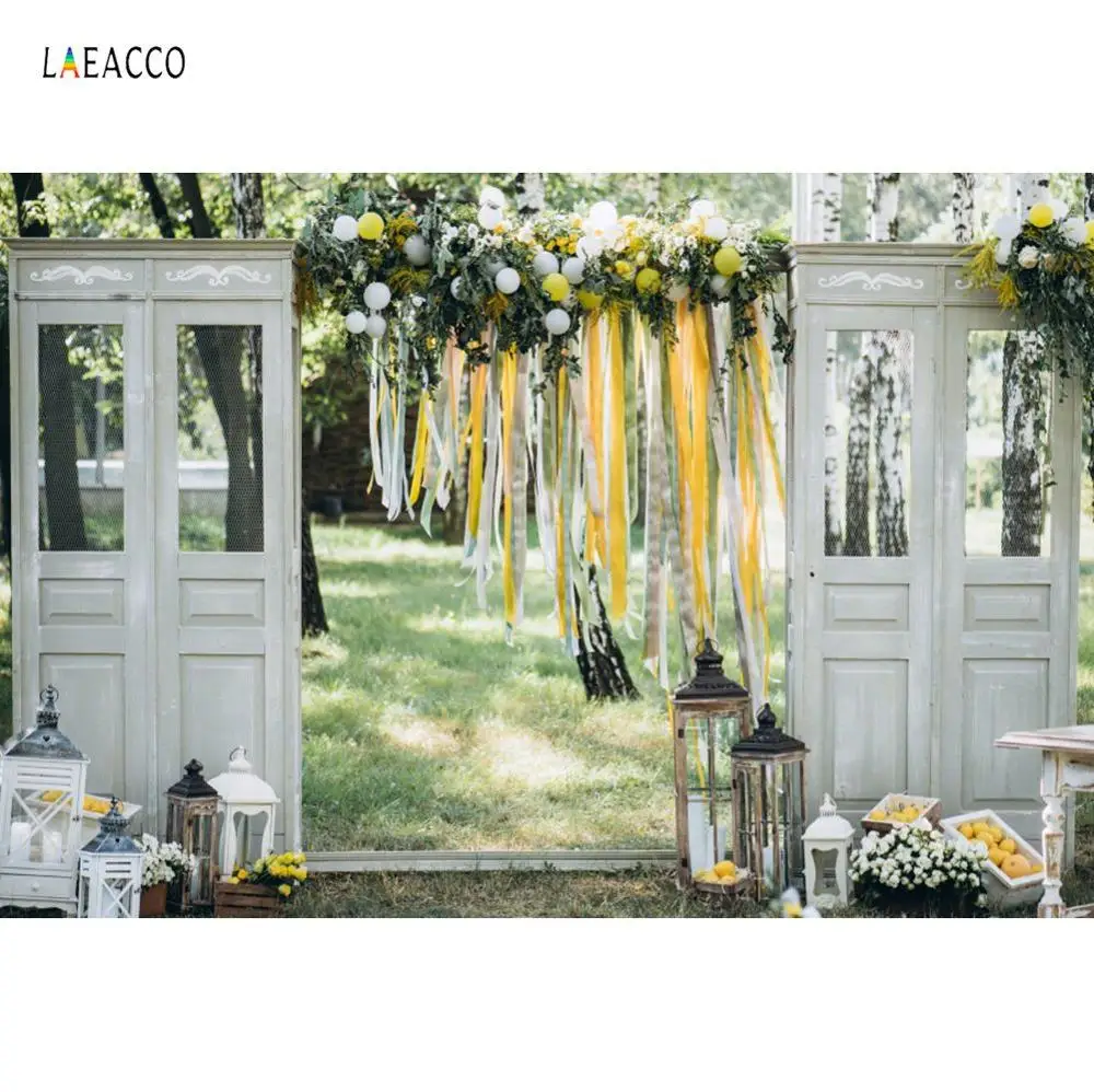 

Photo Backgrounds Rural Outside Wedding Flower Ribbon Lantern Grass Screen Party Scenic Photography Backdrops For Photo Studio