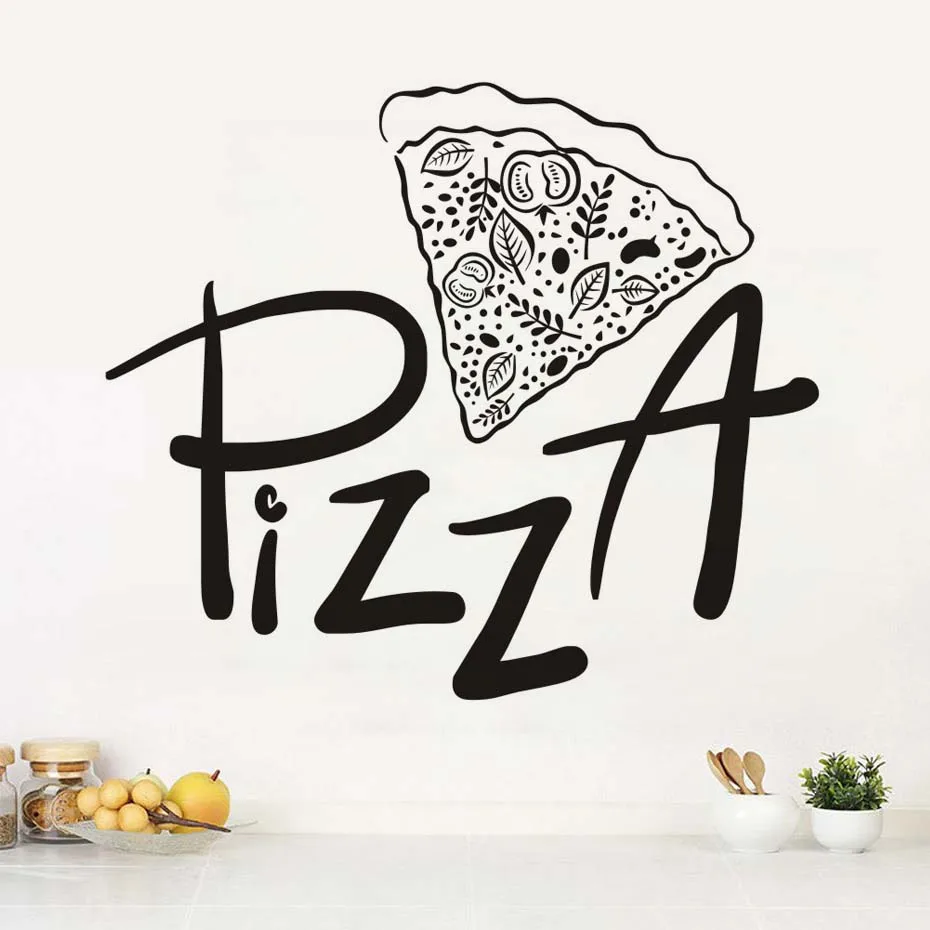 Kitchen Pizzeria Wall Sticker Pizza Restaurant Hotel Pizza Shop Windows Glass Decor Home Cabinet Tile Carved Vinyl Wall Stickers