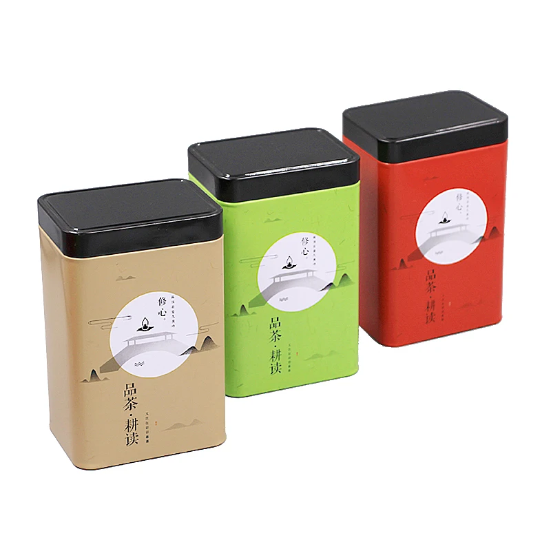 

Xin Jia Yi Middle Portable Rectangle Shape Smooth Surface Special Design Tin With Paper Bag Cookies Jar Tea Tin Box
