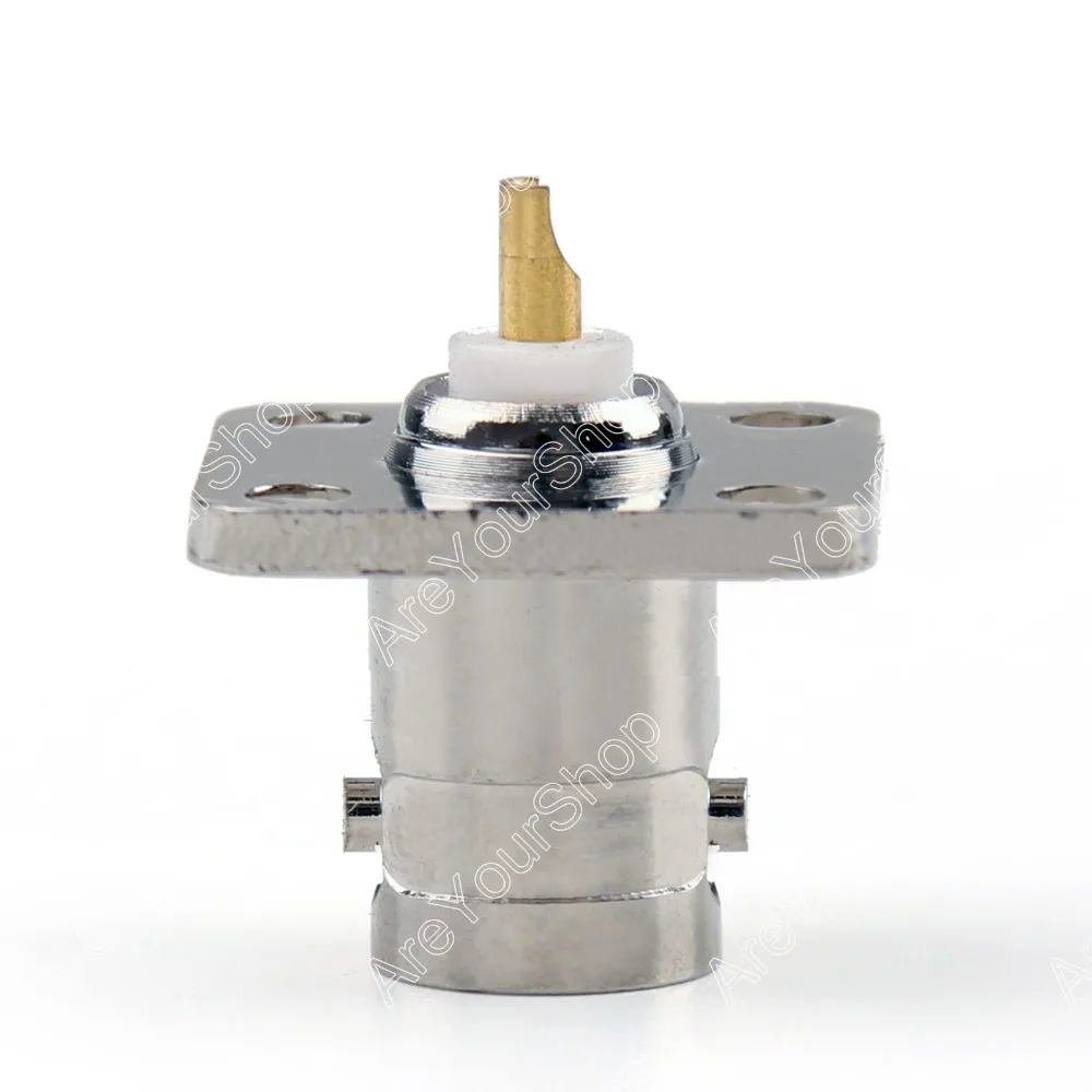 

Sale 1 pc Connector BNC Female Jack 4-Hole 18.5mm Flange Solder Panel Mount Straight High Quality minijack plug Wire Connector