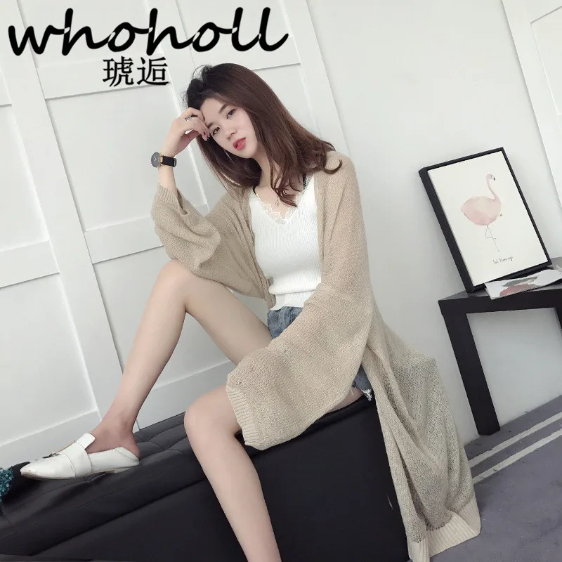 

WHOHOLL Long Cardigan Female 2018 Spring Autumn Fashion Long Sleeve Tricot Cardigan Women Sweater Jacket Winter Tops Coat