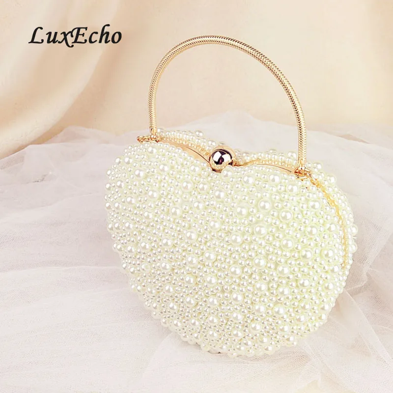 Luxecho White/ivory pearl bag women's handbags evening bag Day clutch small handbag bride Wedding party bag with handle Luxecho White/ivory pearl bag women's handbags evening bag Day clutch small handbag bride Wedding party bag with handle