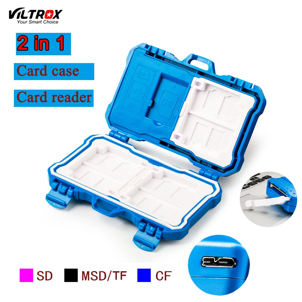 Viltrox 2 в 1 чехол для устройства чтения карт памяти USB 3 0 хранения держатель CF-карт
