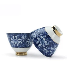 100 мл Цзиндэчжэнь традиционная позолоченная синяя и белая керамическая фарфоровая чайная чашка чайный набор кунг-фу пуэр Tieguanyin чайная чашка