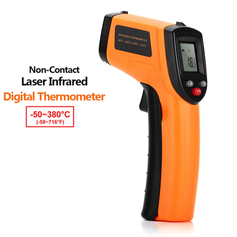 Laser Infrared Thermometer GM320 Handheld -50 to 380 Degree LCD Digital Non-Contact IR Infrared Thermometer  AAA Battery (8)